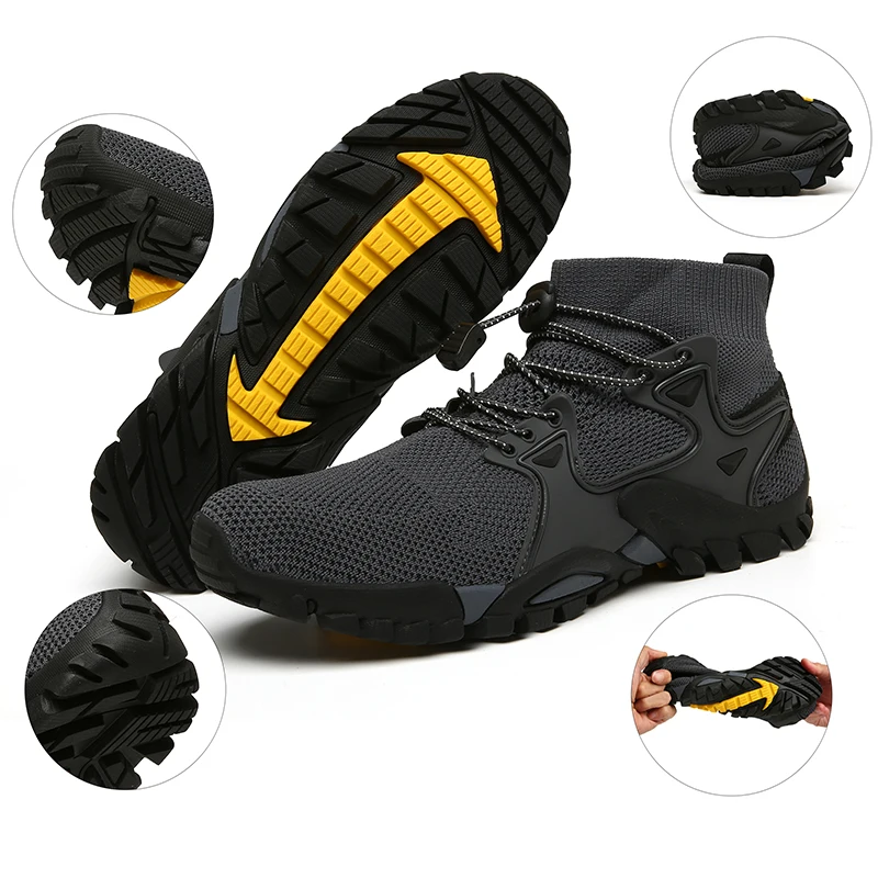 Zapatos de senderismo impermeables para hombre, botas de Trekking transpirables antideslizantes, Botas de senderismo al aire libre, zapatos de caza