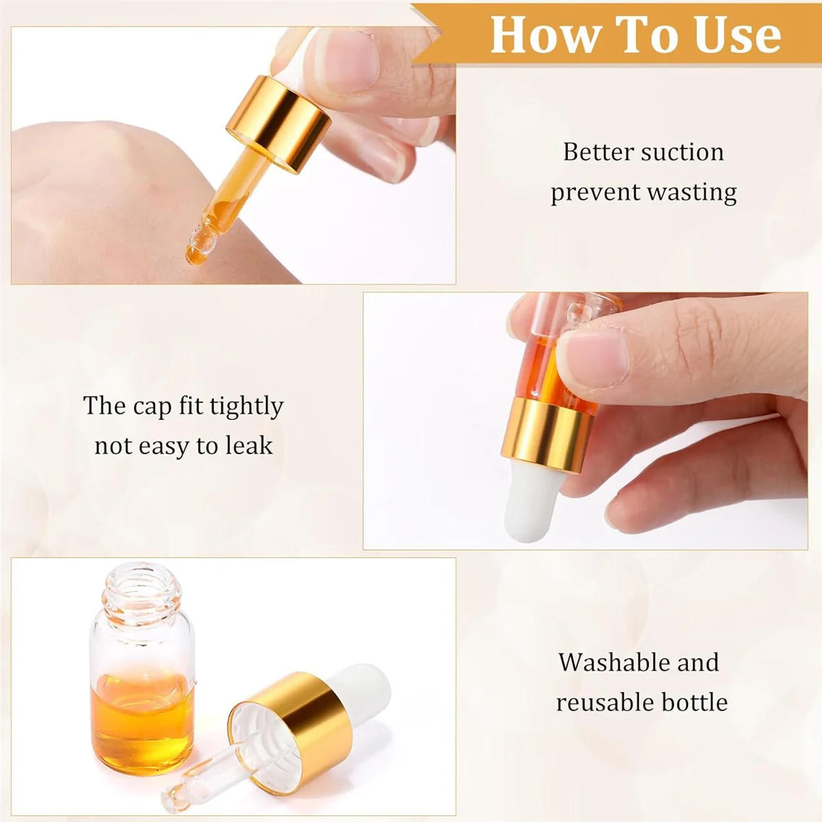 100 Pcs Glass Dropping Bottles Mini Essential Oil Dropper Bottles Empty Sample Vials with Cap Tiny Storage Jars 3 Ml