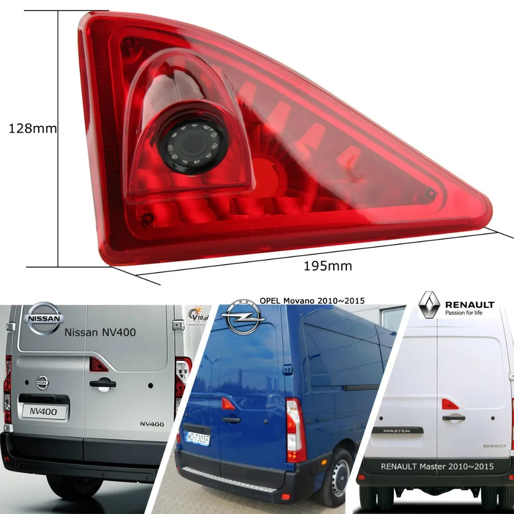 HD 720P 3rd Brake Light Night Vision Camera+7 Inch Monitor for Nissan NV400 Renault Master 3 Opel Movano B,Stop Lights Camera