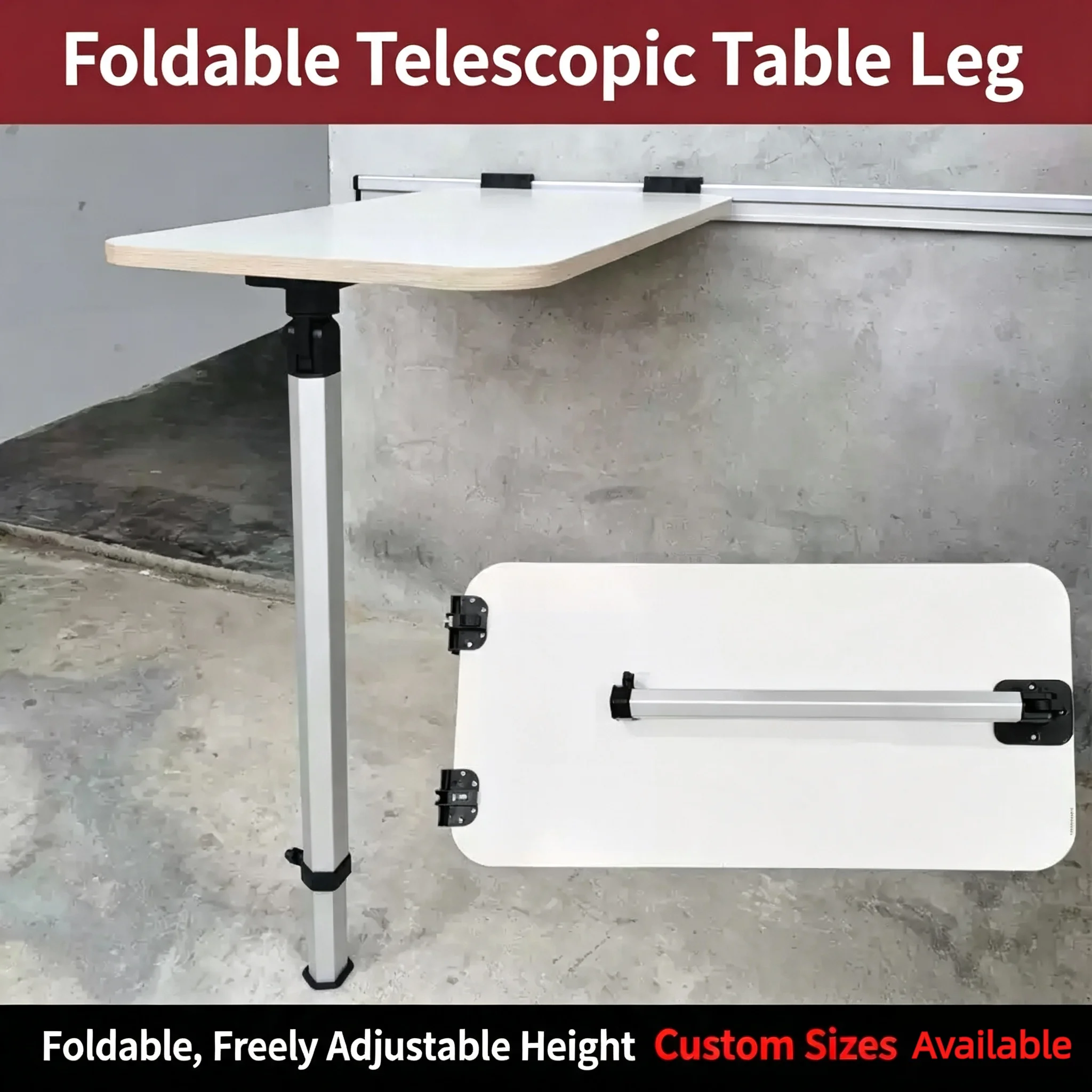 RV Modification Accessories, Lifting & Folding Table Legs, Telescopic Height Adjustable Detachable Table Leg for Campervan