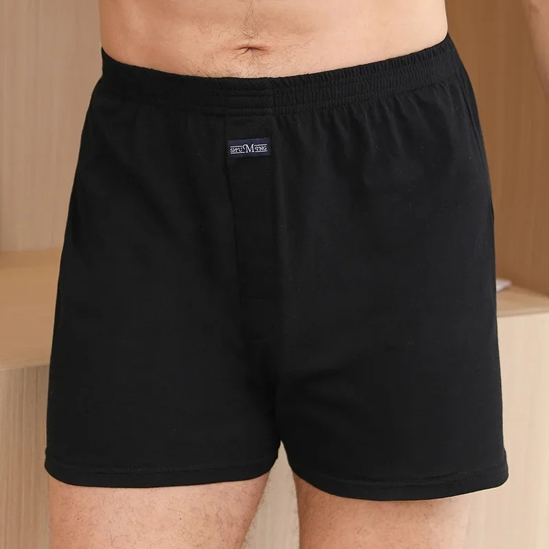 Calças Aro de roupa íntima masculina, pijamas domésticos de algodão puro, soltos e respiráveis, calças de ângulo plano, shorts boxer confortáveis para homens