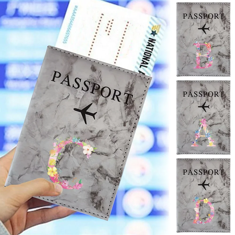 

Multi-Function ID Bank Card Travel Passport Holder Case Multiple Slots for Cards Documents Passport Pouch Pink Letter Series