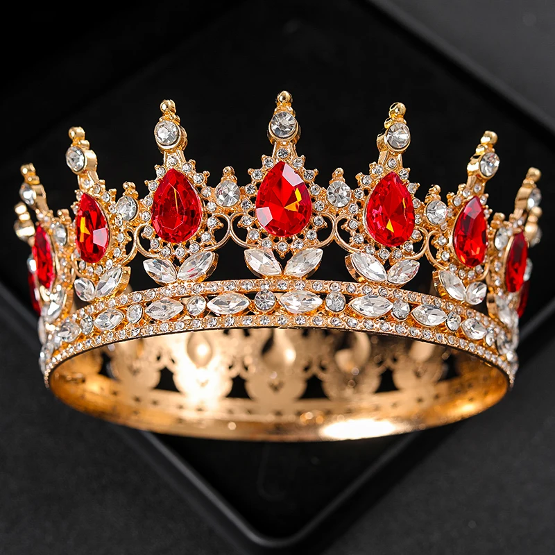 Red Crystal Tiaras And Crowns Headband For Women Party Rhinestone Diadem Bridal Wedding Hair Accessories Jewelry Crown Tiara image 6