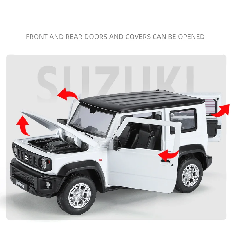 1:24 Suzuki Jimny Off Road Alloy Car Motdel Toy Boy Fast and Furious Diecast Vehicle Pull Back Light Sound  Hot Wheels One Piece