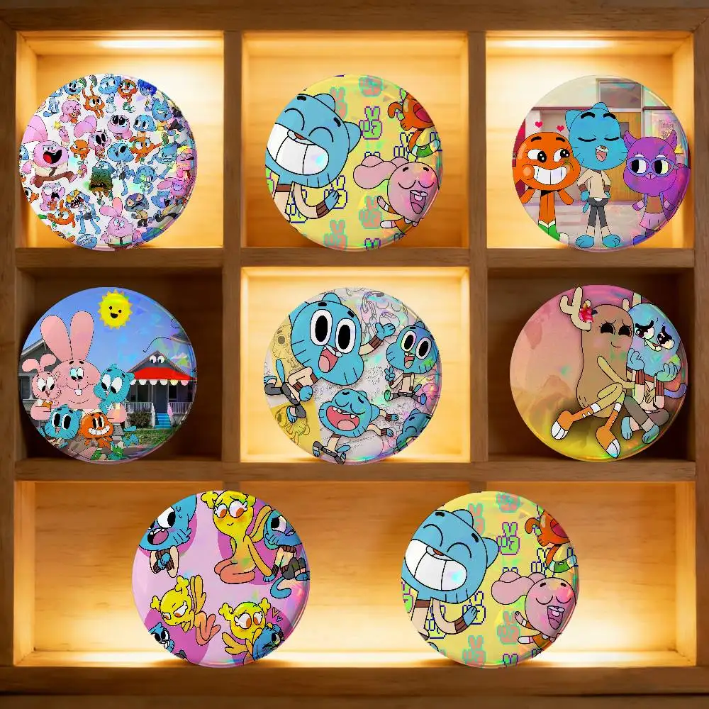 A-Amazing World Gumball For Badge Laser Holographic Custom Badge Image Metal Lapel Pin Brooch For Clothing Backpack Decorative