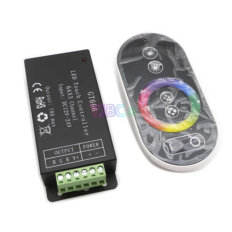 

GT666 RGB LED Strip light Controller RGB wireless RF Touch Remote DC 12V 24V 18A 3 channels Light Tape Dimmer Switch