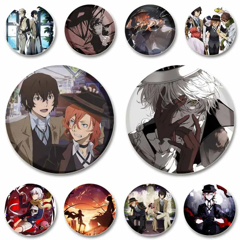 Handmade Anime Lapel Pins Bungo Stray Dogs Brooches Manga Figure Cosplay Badge DIY Backpack Clothes Jewelry Accessory Button Pin