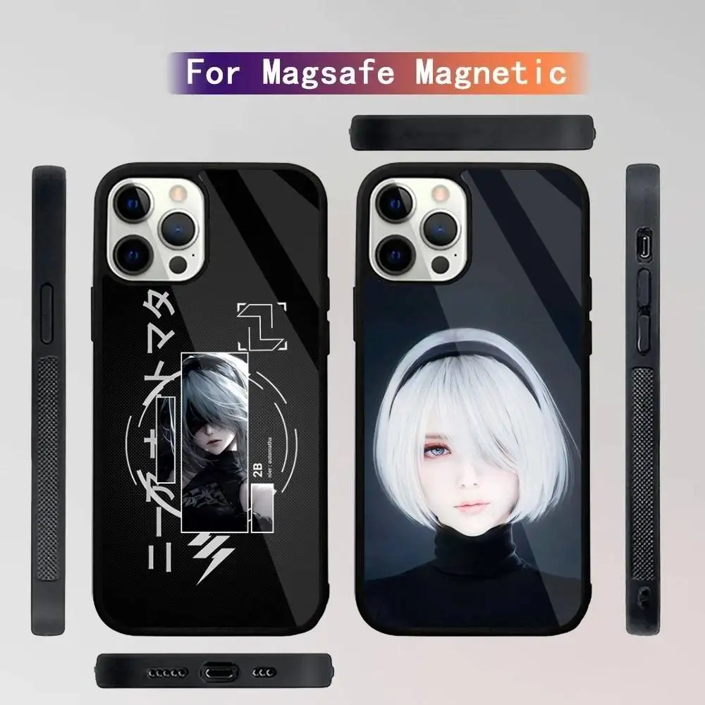 

N-NieR A- Automata 2B Phone Case For iPhone 16,15,14,13,12,11,Plus,Pro,Max Mini Magsafe Magnetic Wireless Charging