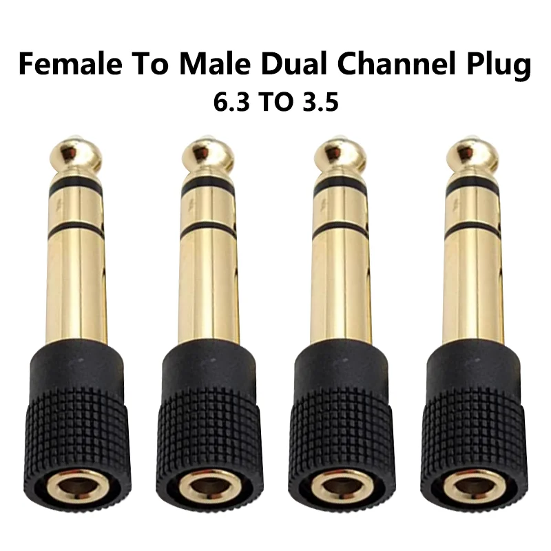 5PCS 6.35mm Plug to 3.5mm Stereo Female Jack Socket Audio Headphone Adapter Converter 6.5 to 3.5 Microphone Connectors Stereo