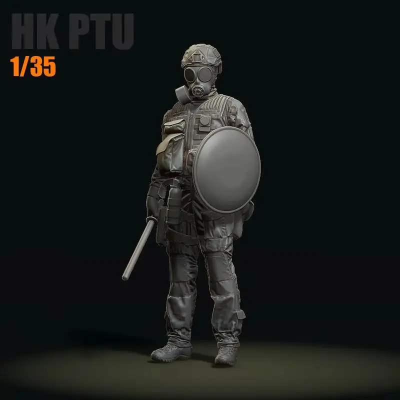 1/35 Resin Model Figure Police Officers Wearing Gas Masks Gk Micro Miniature 3d Printed White Model Toy Unassembled And Unpainte
