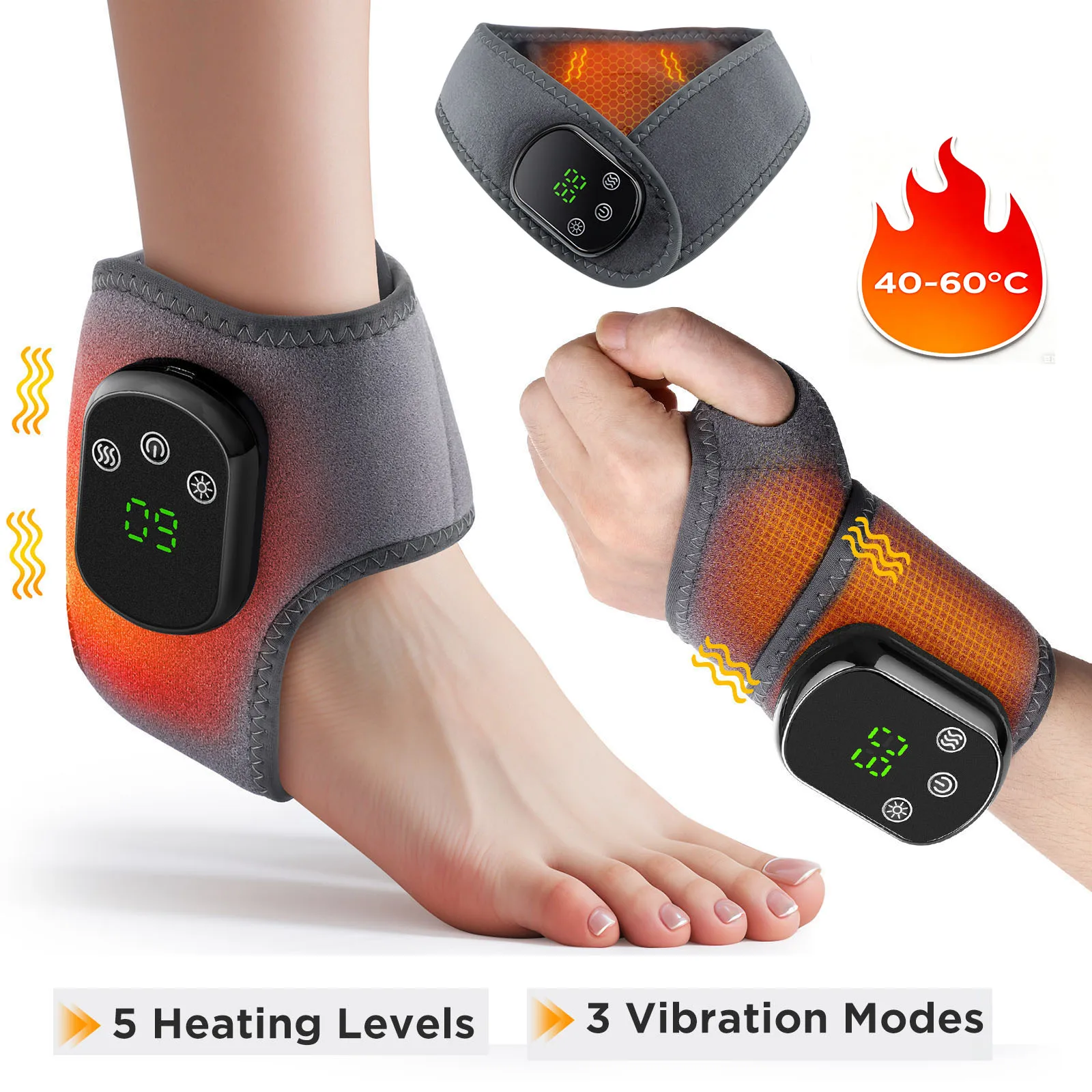 

Electric Heating Wrist Guard 5 Levels Hot Compress Massage Wrist Brace Ankle Wrap Hand Foot Protector Rechargeable Wristband