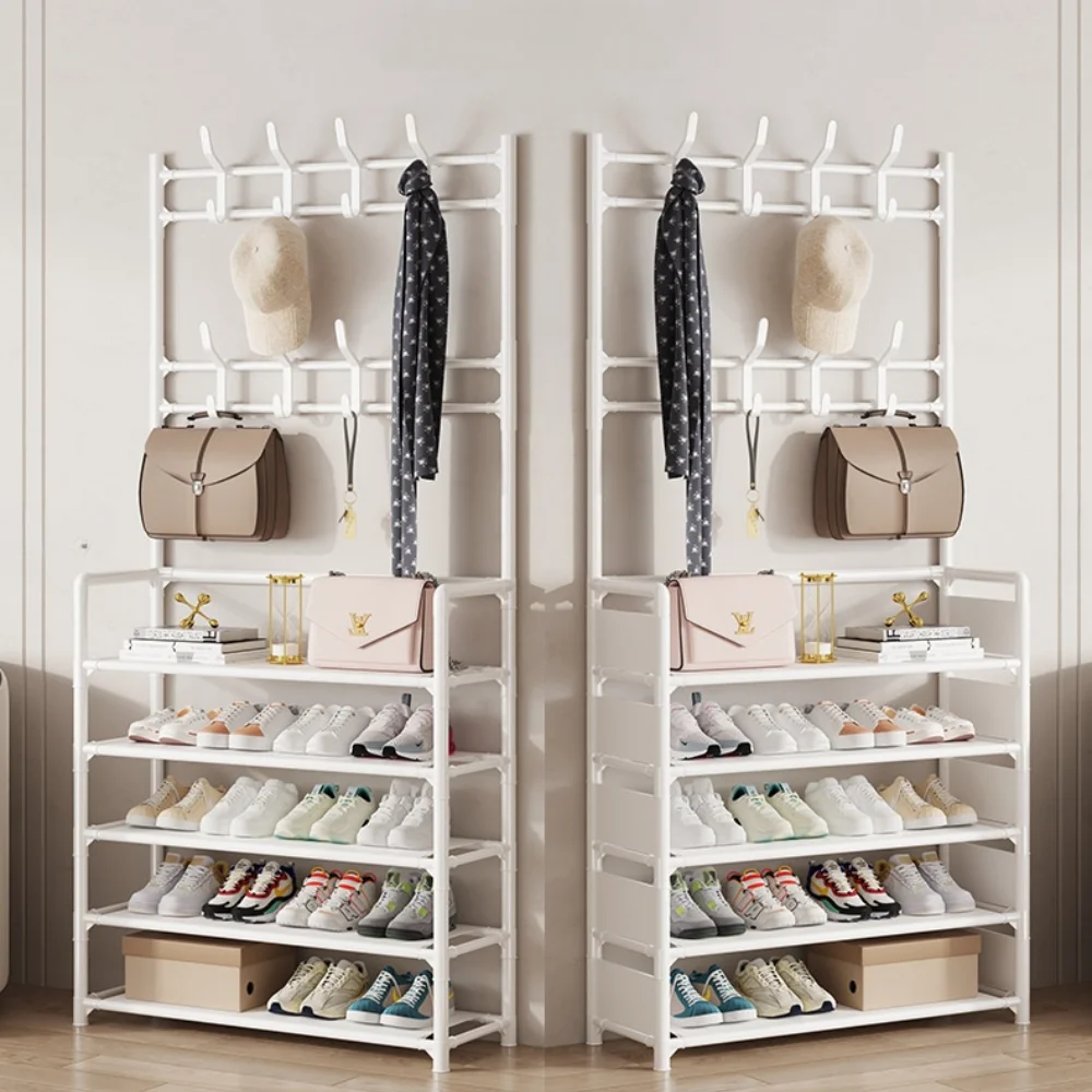 Multi-ayer Shoe Rack Organizer Clothes Hanger Clothes Hat Shoes Storage Shelf Floor Hat Rack Load-bearing Living Room Organizer