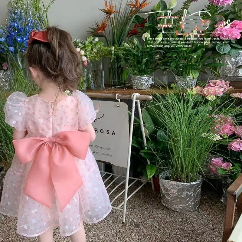Baby Girl Floral Dress Summer Dress New Children's Stylish Princess Mesh Fluffy Dress 90-150CM