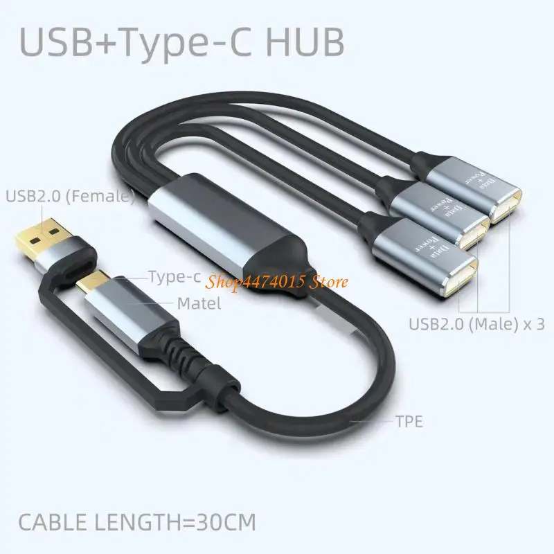 K1AA USB C/USBからUSB 2.0メスアダプターUSB C MALEから3 USB2.0メスコードコンバーター3 USB 2.0ポートハブ充電アダプター