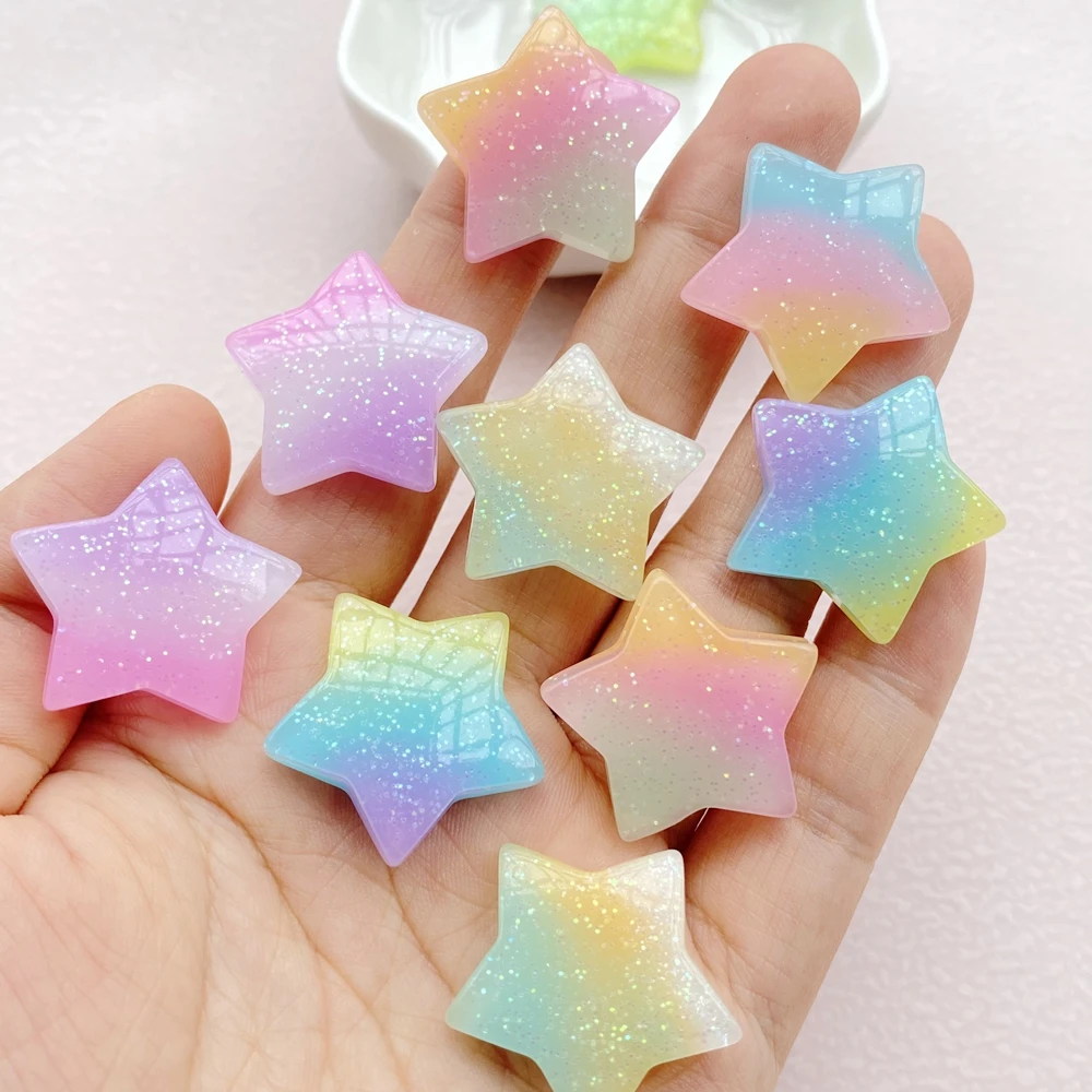 Cabujón plano de resina para álbum de recortes, accesorios de decoración de 10 piezas, estrellas brillantes, accesorios para manualidades