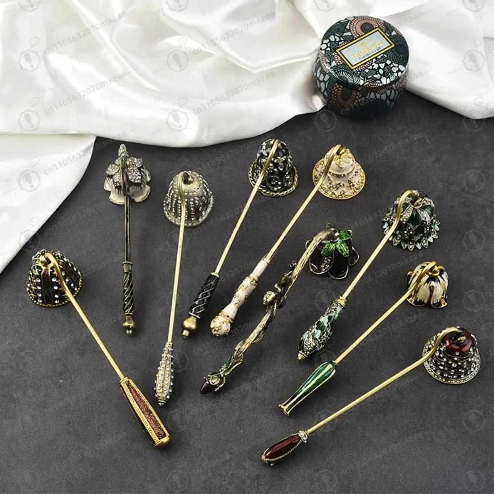 

Vintage Bell Candle Snuffer Long Handle Safe Flame Extinguishing Tool Ideal Gift for Candle Incense Lover Wedding Meditation Use