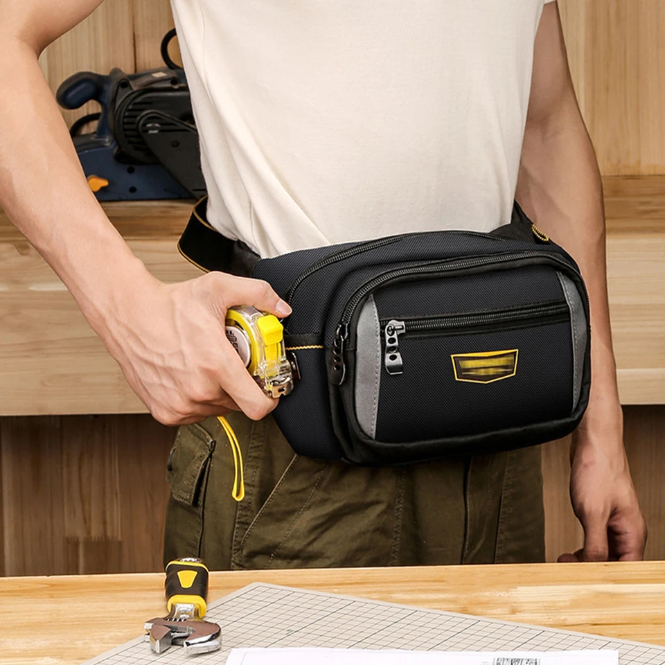 Comfort-Fit Waterproof Work Belt - Ergonomic Nylon Waist Organizer Pouch with Multiple Pockets for Gardeners, Craftsmen WH025