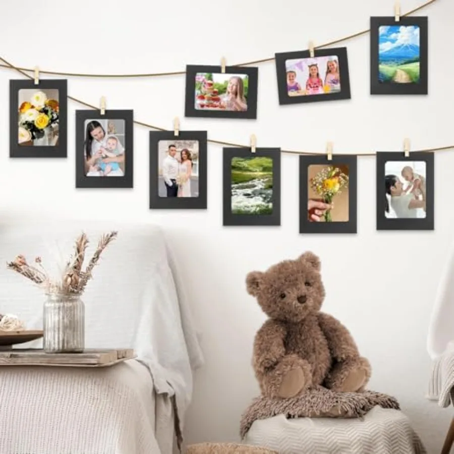 Paper Frames 4x6'', Paper Photo Banner with Clip, Paper Hanging Picture Frames with String, 10 Pack Paper Photo Frames for Grad