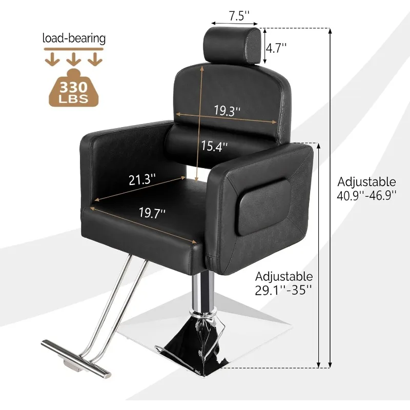 Stylist Chairs for Salon All Purpose Barber Chair for Home Barbershop Shampoo, Reclining Salon Chair for Hair Stylist, Black