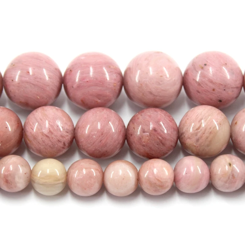 

Натуральный Полированный розовый Родонит 4 6 8 10 12 мм, гладкие круглые незакрепленные бусины из камня для женских ожерелий, серег