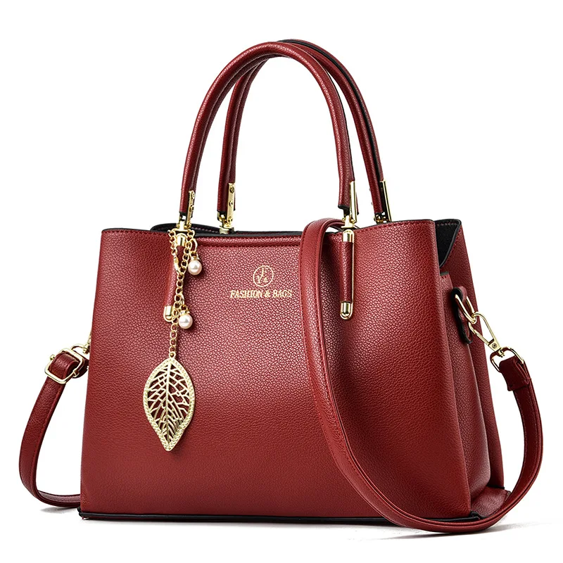 Fashion Solid Color With pearl chain One Shoulder Bag Portable Casual Large Capacity Cross-body Handbag For Women