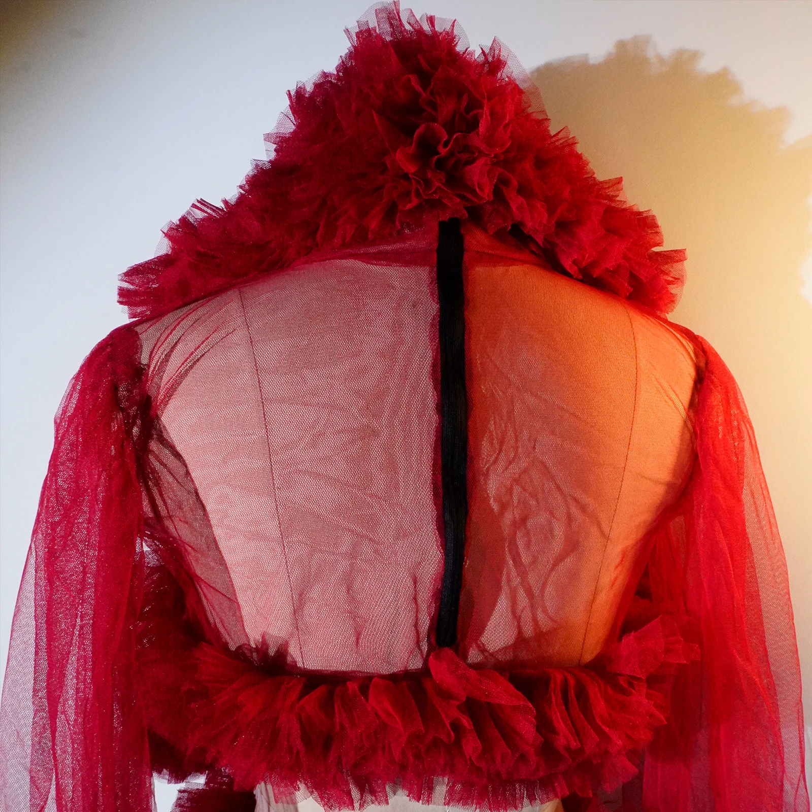 Kobiety czerwona siatka przezroczysta 3-częściowy kapelusz top szorty piosenkarka występ taneczny festiwal strój klub nocny Bar Rave kostiumy DS