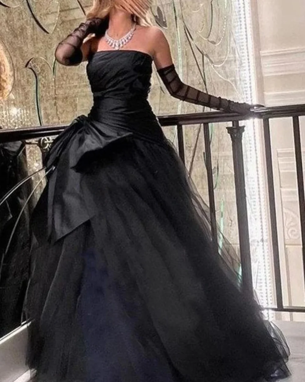 

Customized Matching Sizes Available Tulle Pleat Draped Bow A-line Strapless Long Dresses Bespoke Occasion Dresses High Quality