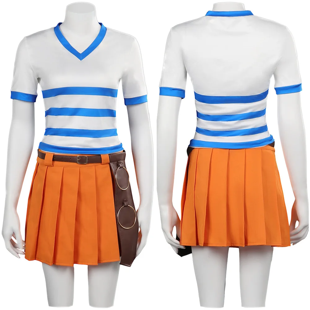 Anime Piece Cos Nami Cosplay Costume Top and Skirt with Other Accessoreis For Women Halloween Carnival Suit