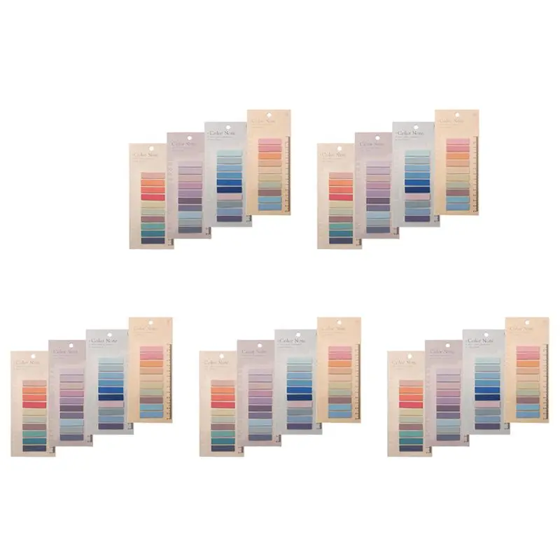 ABRI-4000 Pcs Sticky Index Tabs, 20 Sheets Morandi Strip Index Tabs, Writable Page Sticky Notes With Ruler For Page Marking
