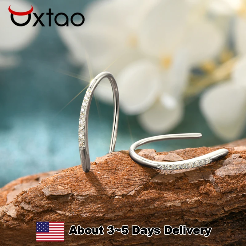 

OXTAO U-Shaped Earring Hooks Original Certified 925 Sterling Silver VVS1 Moissanite Stud Earrings 18K Plated Luxury Jewelry