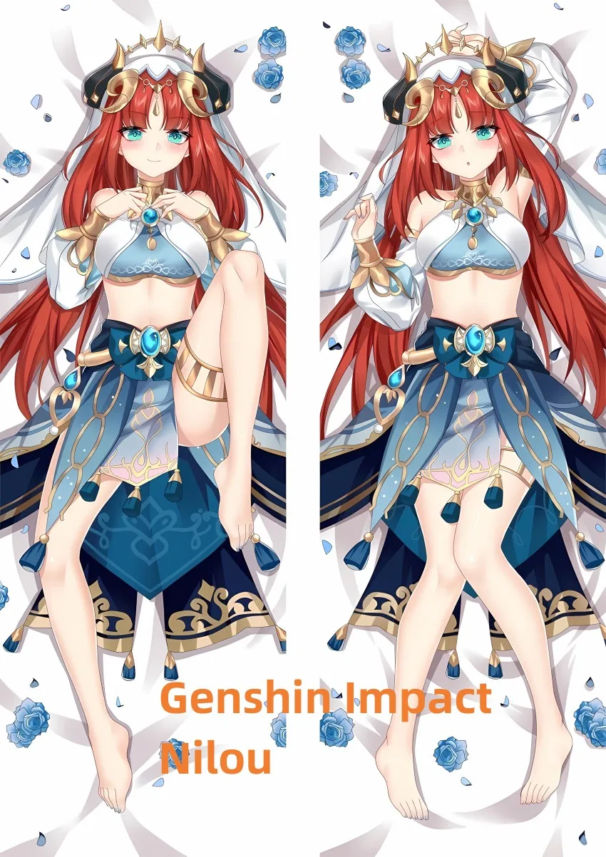 

Подушка Dakimakura с рисунком из аниме чехол Genshin Impact Nilou, двусторонняя наволочка для тела в натуральную величину, подарки на заказ