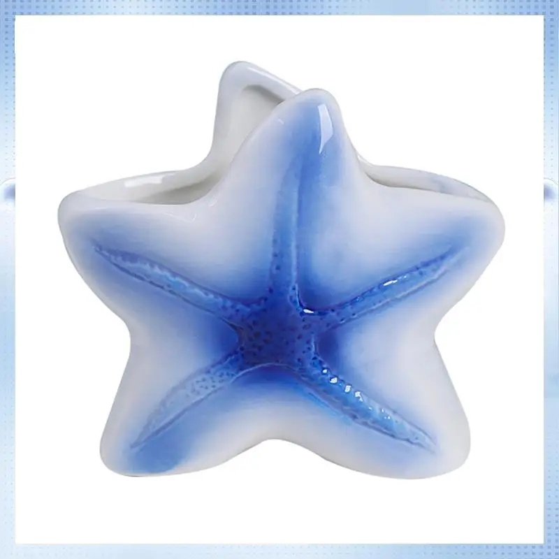 

AD-Marine Animal Flower Pots Blue Starfish Sharks Small Flower Pot Desktop Glaze Flower Pot