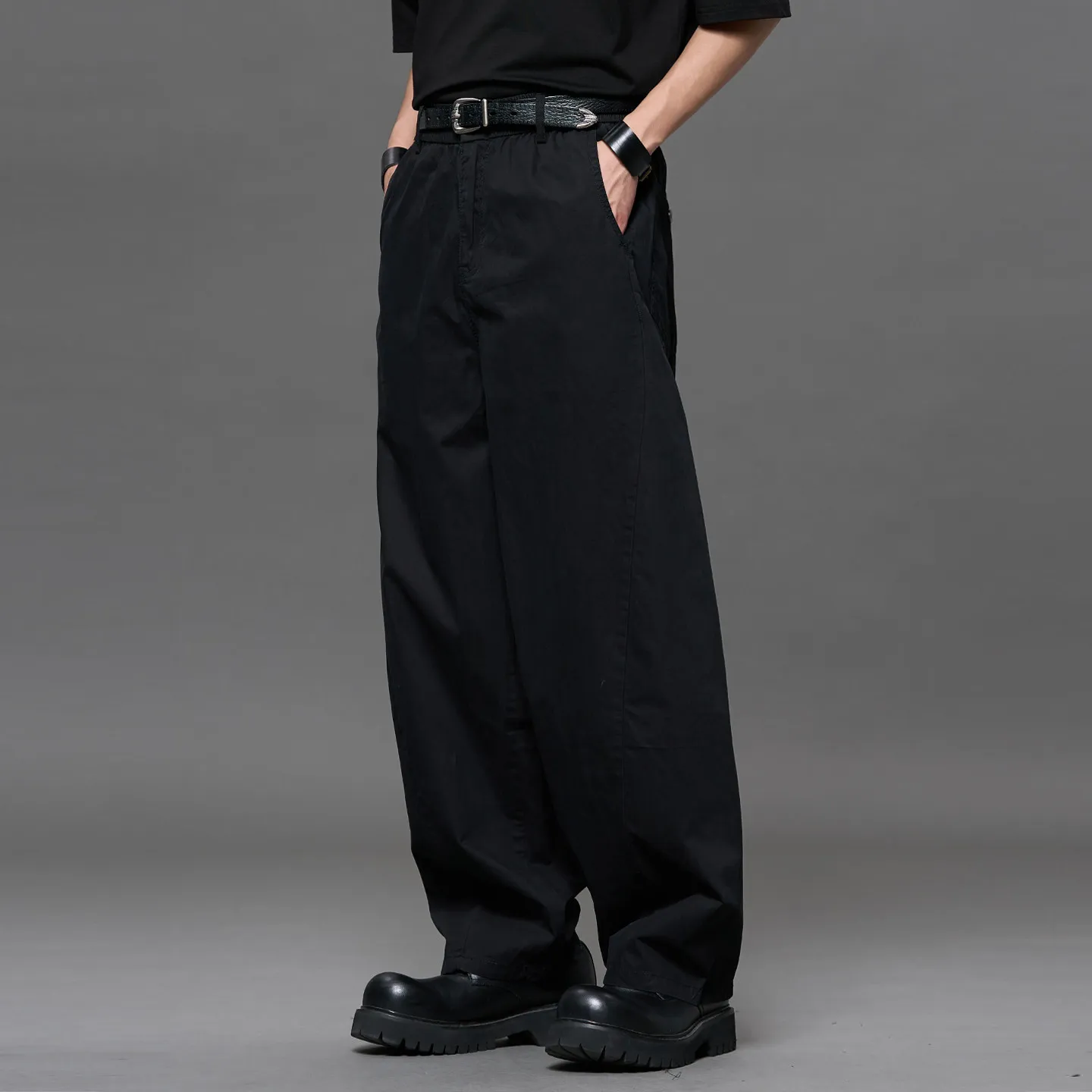 High Quality 2026 Spring/Summer Micro Matchet Pants Minimalist Men's Fashion Black Green Coffee Color Straight Casual Pants
