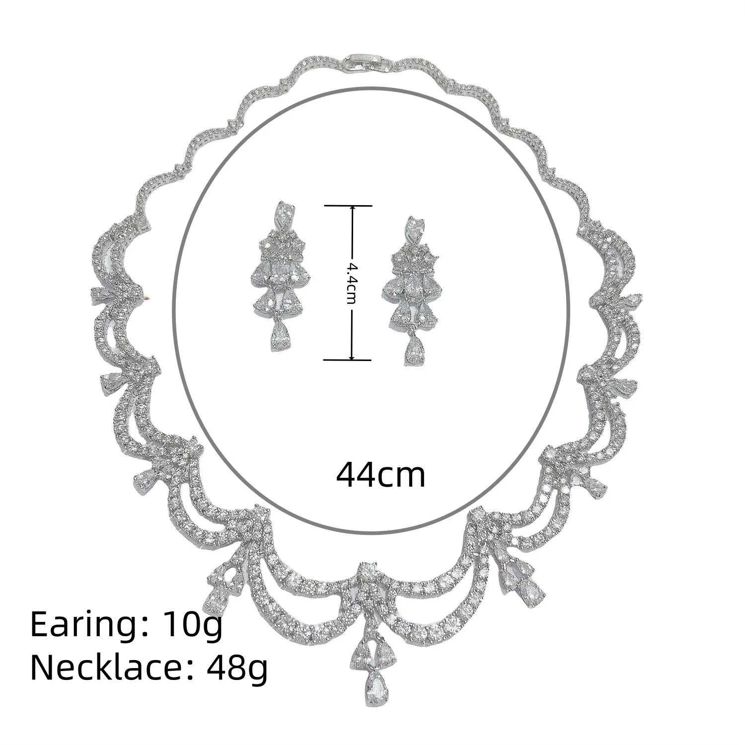Alta sensação luz luxo jóias colar brincos 2 peças conjunto saudita casamento baile de formatura vestido feminino presente do feriado banquete M-612