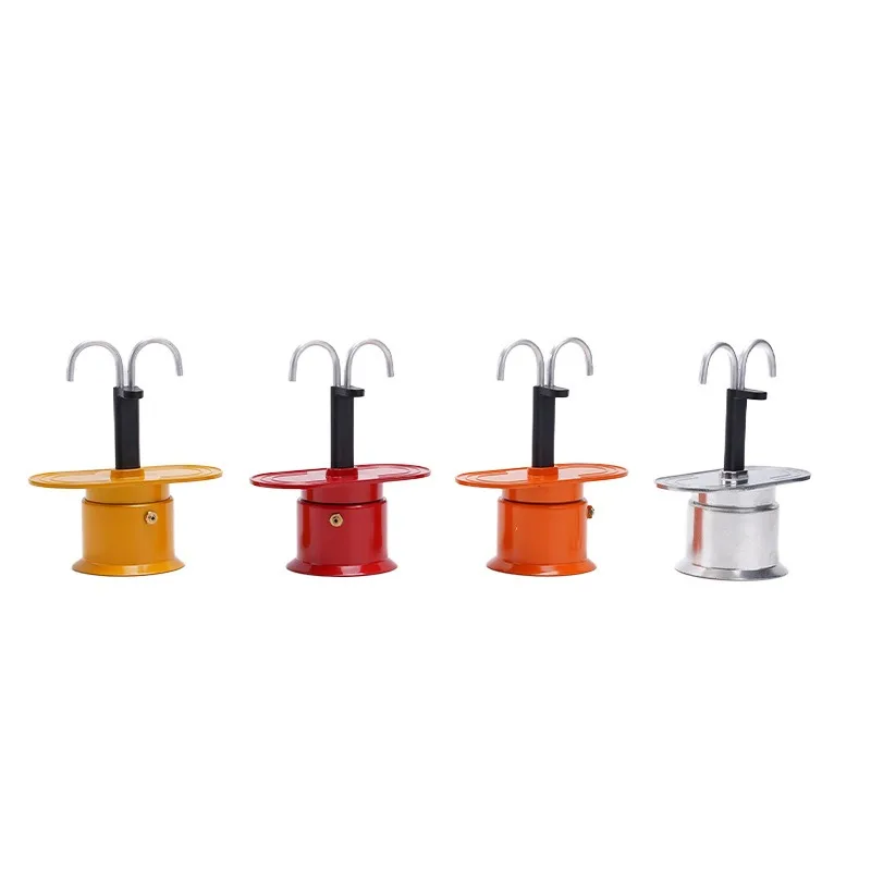Double Tube Art Food Grade Aluminum Mini 2 Cup Mocha Pot Household Brewed Italian Coffee Pot Outdoor Coffee Italian 5