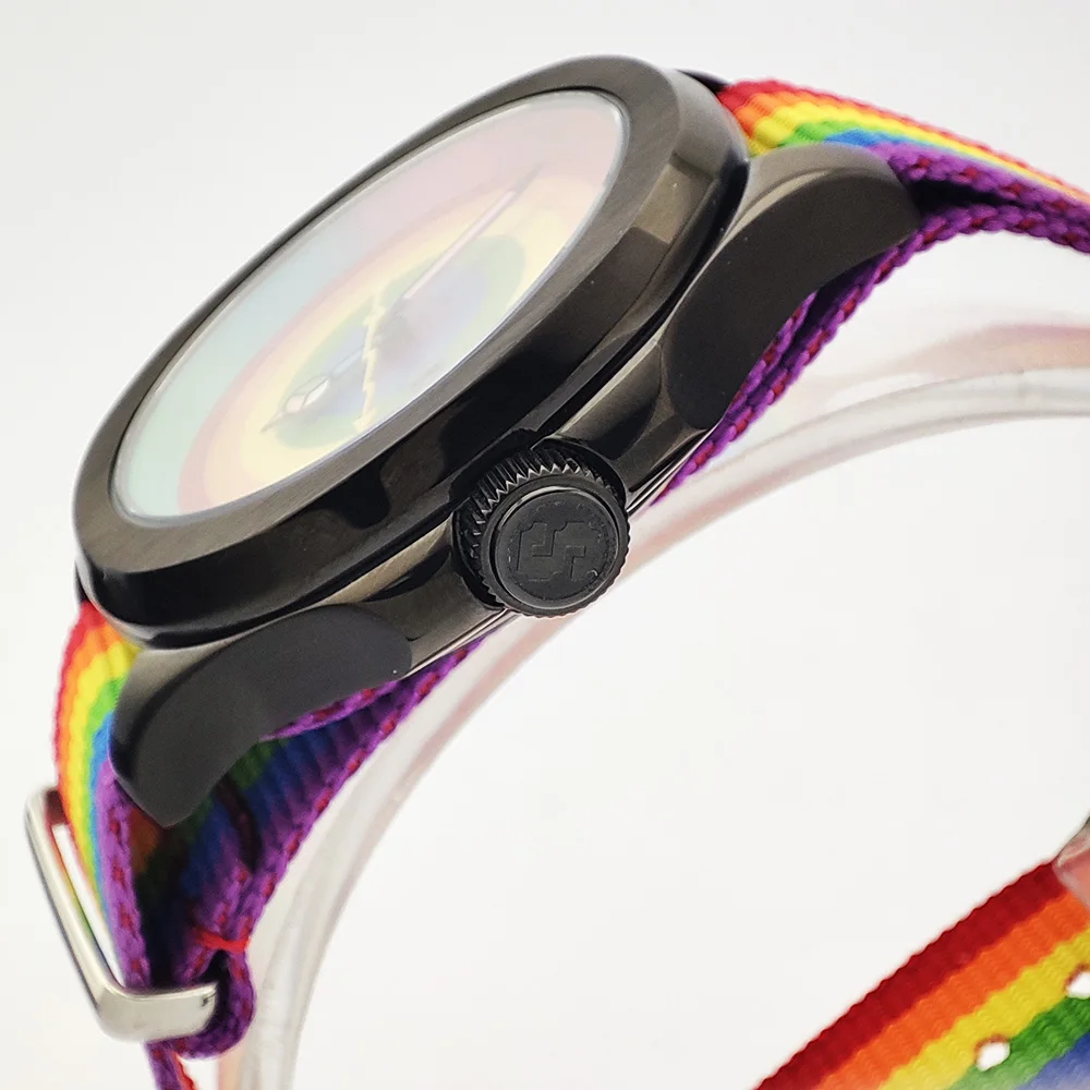 Orologio meccanico automatico da uomo di lusso da 44 mm con marchio orologio con movimento NH35 Orologio meccanico arcobaleno con superficie impermeabile in zaffiro