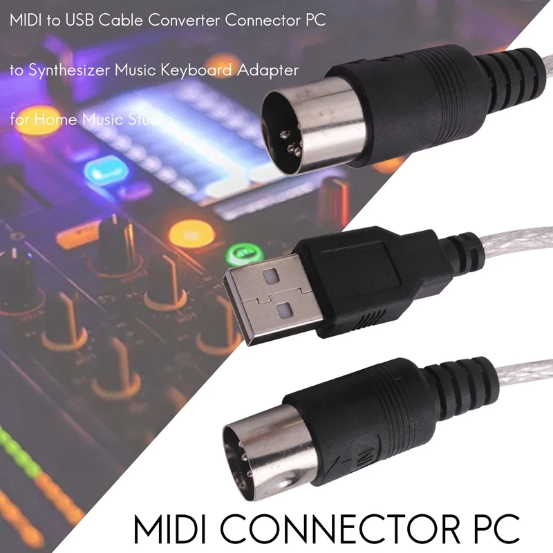 MIDI To USB Cable Converter Connector PC To Synthesizer Music Keyboard Adapter For Home Music Studio