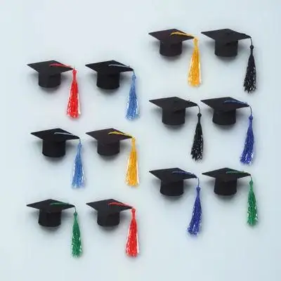 

12 pcs Mini Graduation Hat Bottle Toppers Non-woven Fabric Doctor Cap Decoration for Beverage Party Supplies Favor