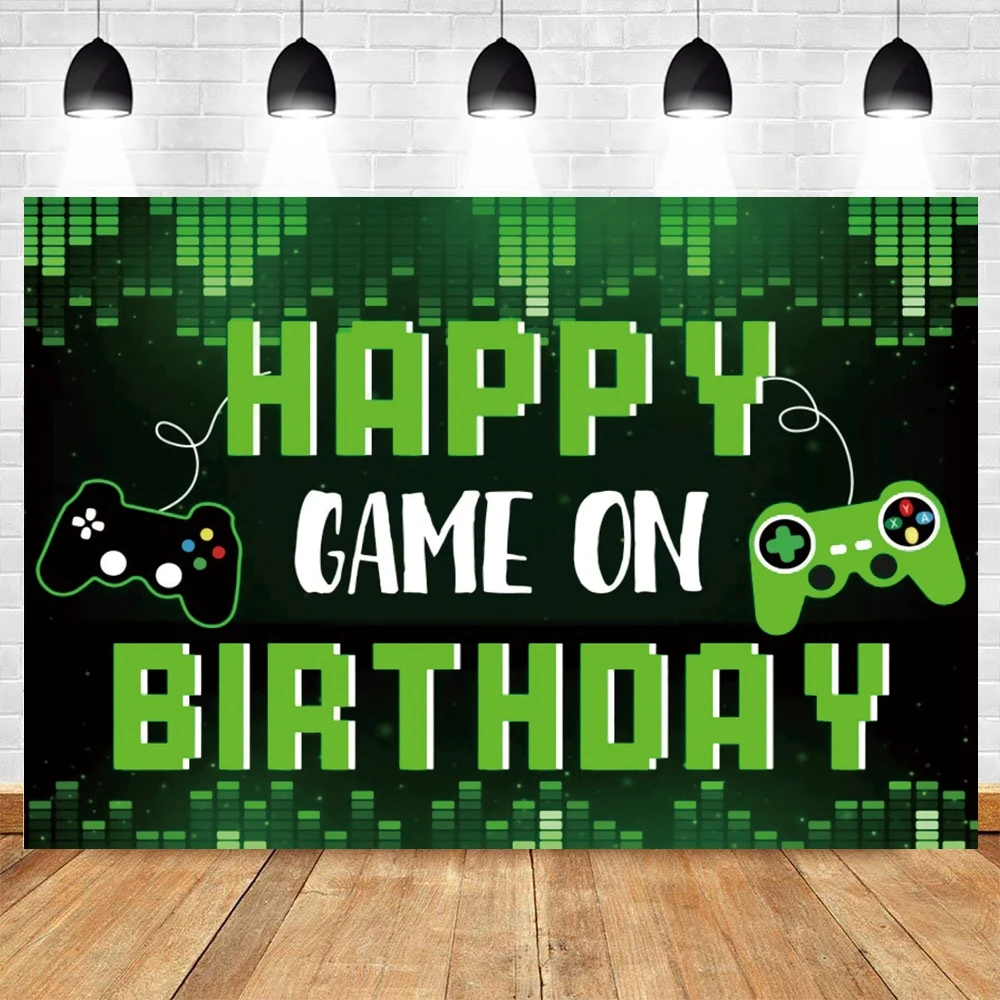 Gamepad Backdrop for Boy Birthday Party Game On Level Up Custom Name Baby Shower Photography Background Decor Photo Prop Banner