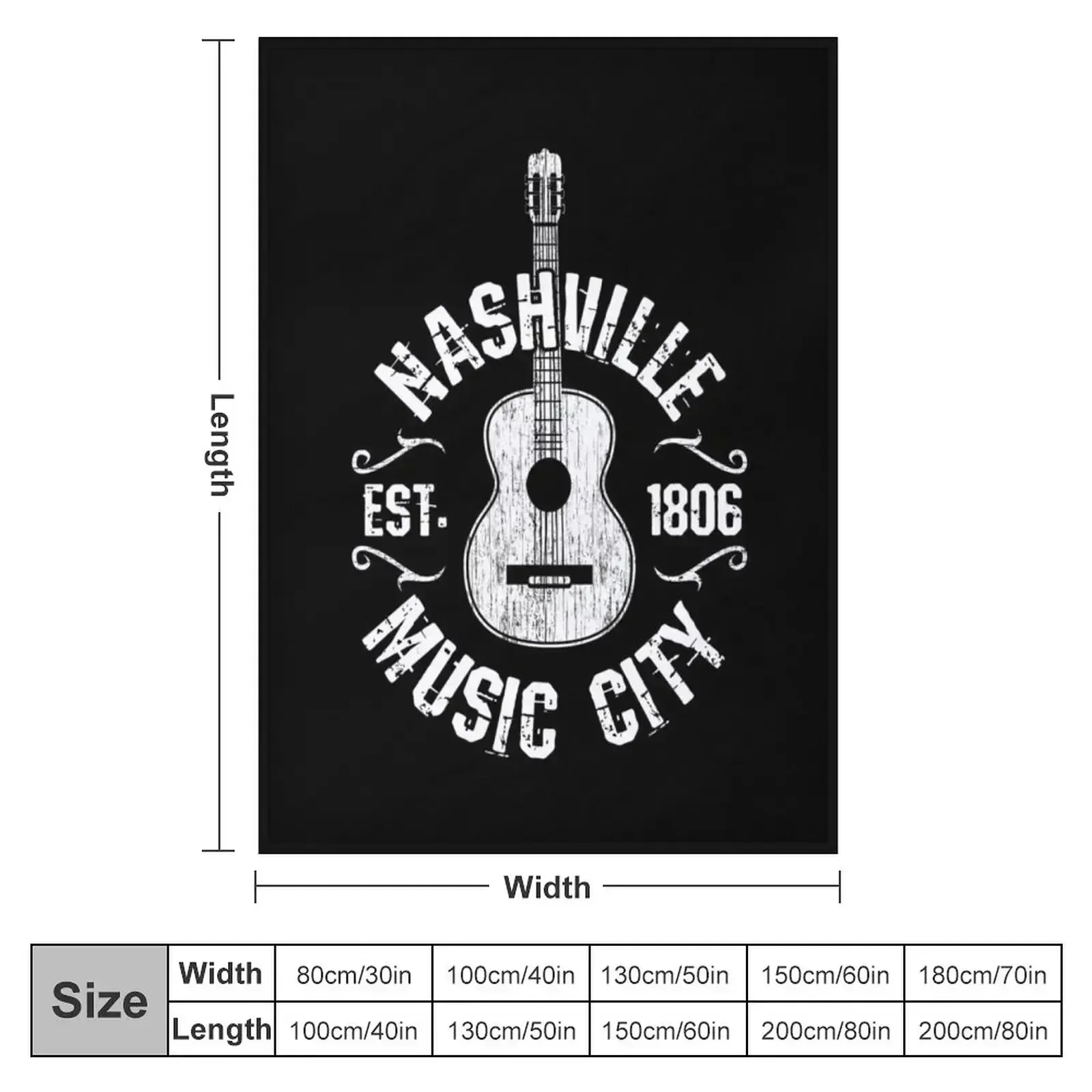 Nashville Music City USA Country Music Gift Throw Blanket couch cozy soft plush fuzzy picnic outdoor blanket