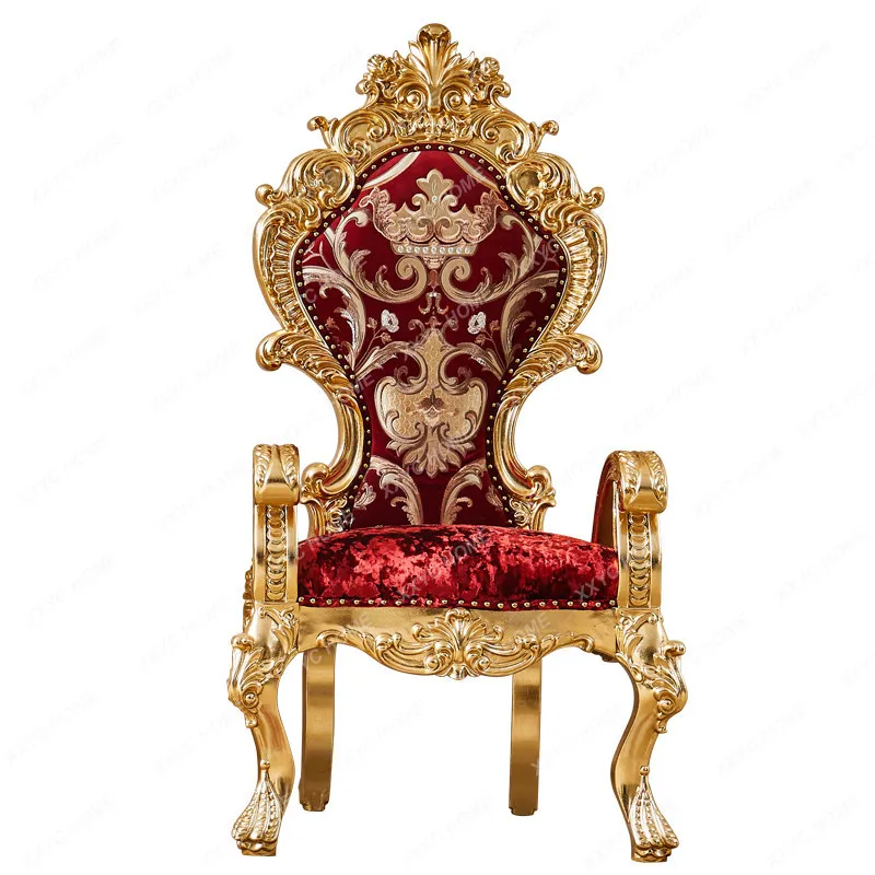 Carved palace furniture leisure chair luxury single high back hotel banquet hall chair