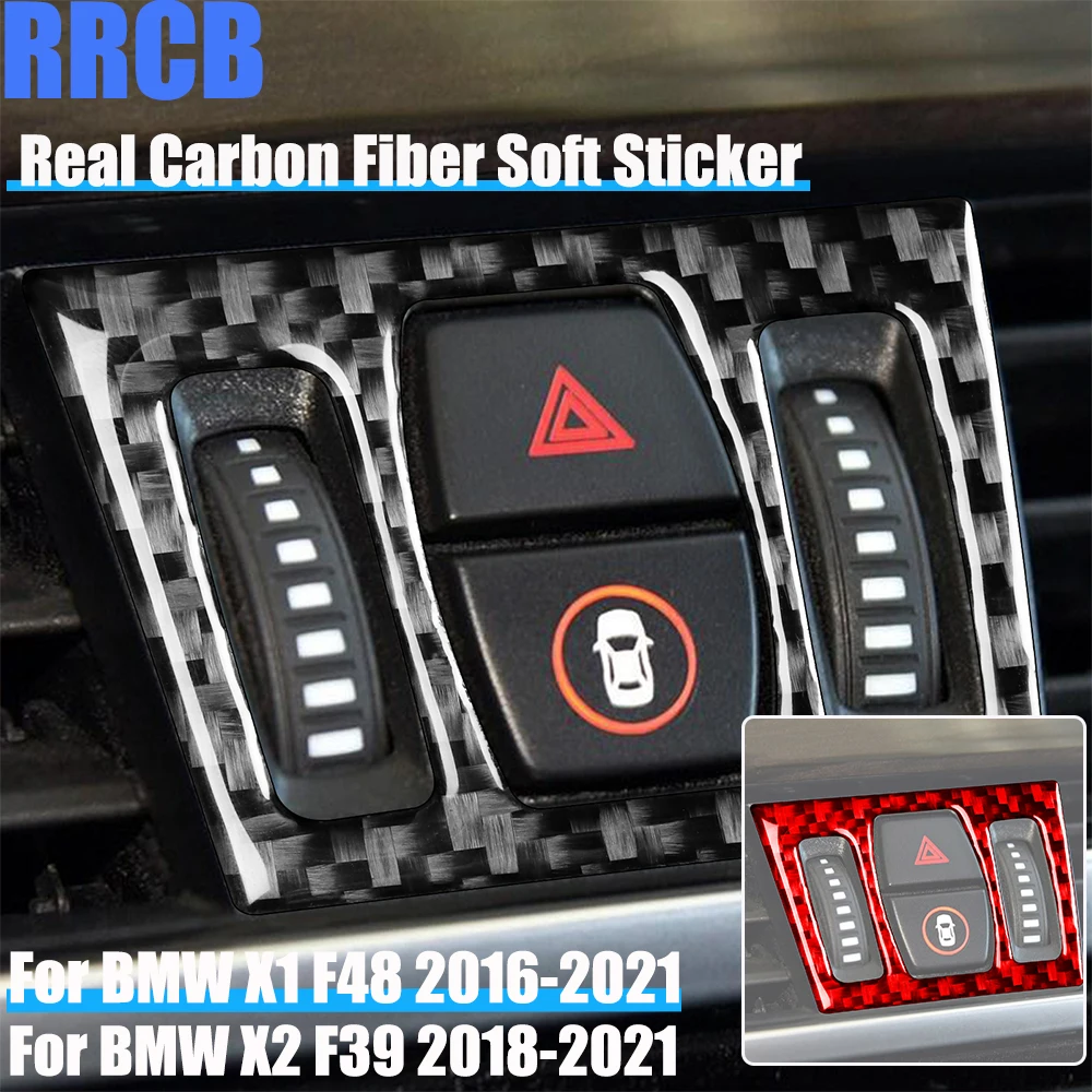 

Real Carbon Fiber Car Accessories Center Air Vent Adjustment Trim Cover Soft Sticker For BMW X1 F48 2016-2021 X2 F39 2018-2021
