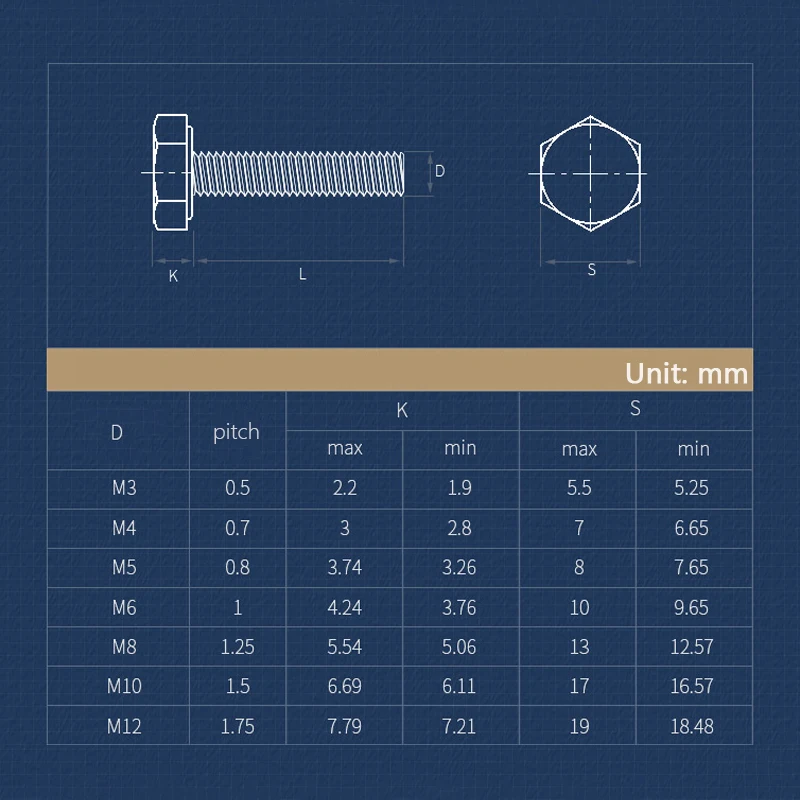 1~50pcs Brass External Hex Head Bolts M3 M4 M5 M6 M8 M10 M12 Metric Thread External Hex Head Brass Screws Outer Six Corner Bolts