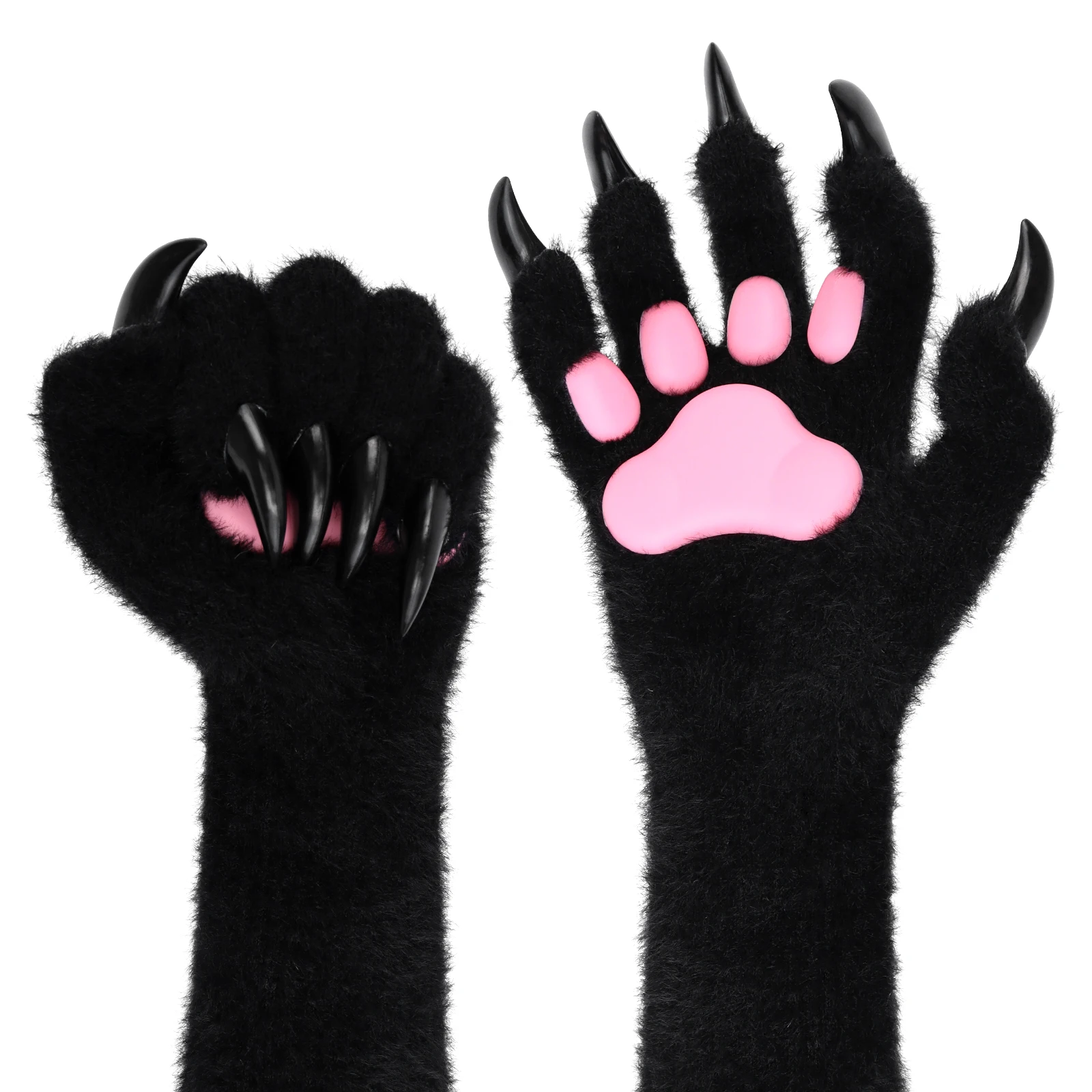 Animal Paw Gloves with Cat Bear Fox Wolf Dog Claws Pads for Party Cosplay