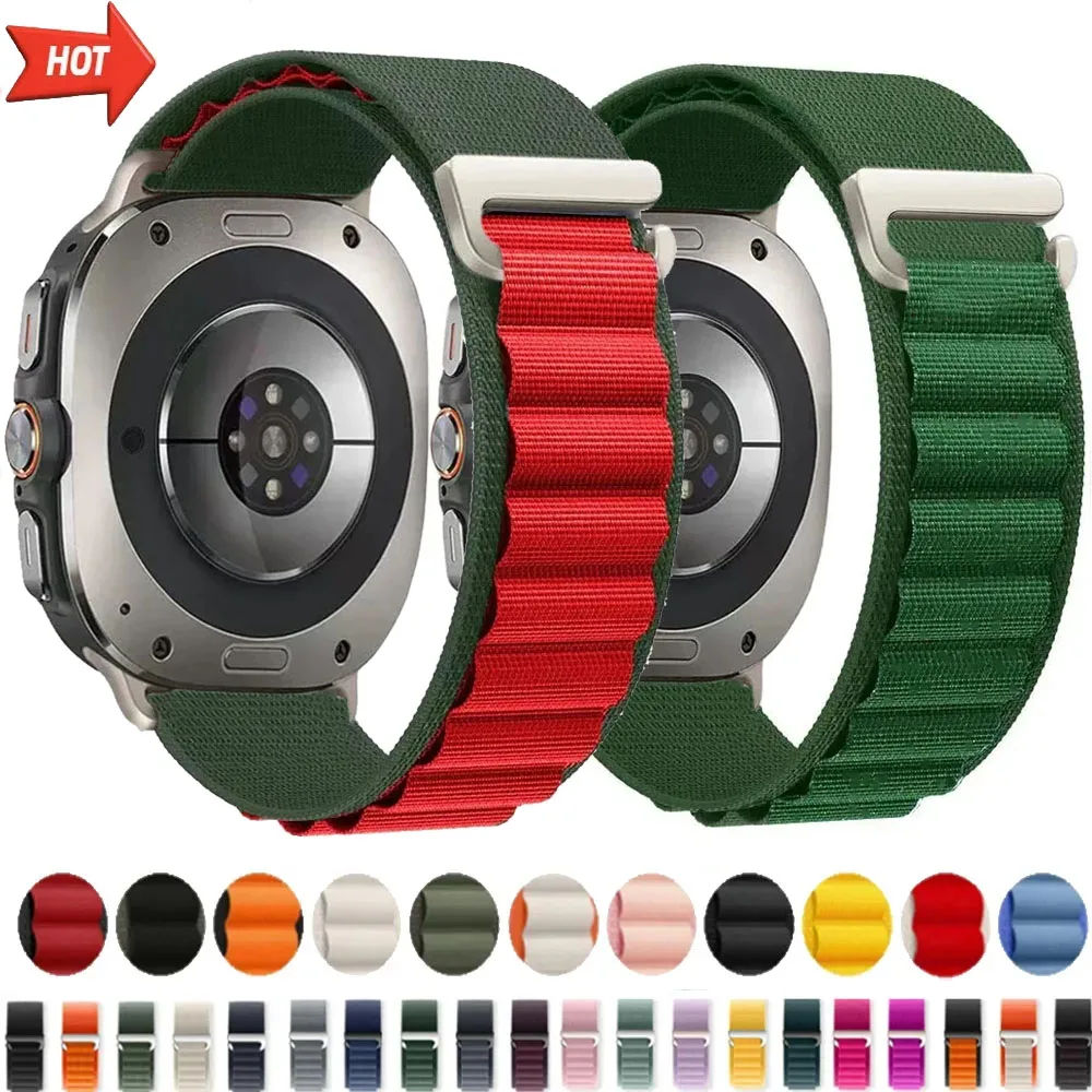 Pulseira de nylon alpina para samsung galaxy watch 8 44/40mm clássico 46mm pulseira respirável para galaxy watch ultra 2025 47mm acessórios
