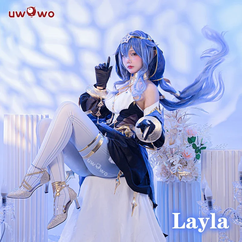 الدفعة الأخيرة UWOWO Genshin Impact Cosplay ليلى زي Sumeru Cryo أزياء نسائية للهالوين وأعياد الميلاد