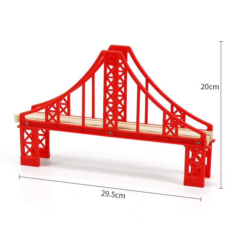 Vías de tren de madera para niños, piezas de rieles de ferrocarril, pista de carreras, puente de ferrocarril, Conector de tren de madera, juguetes