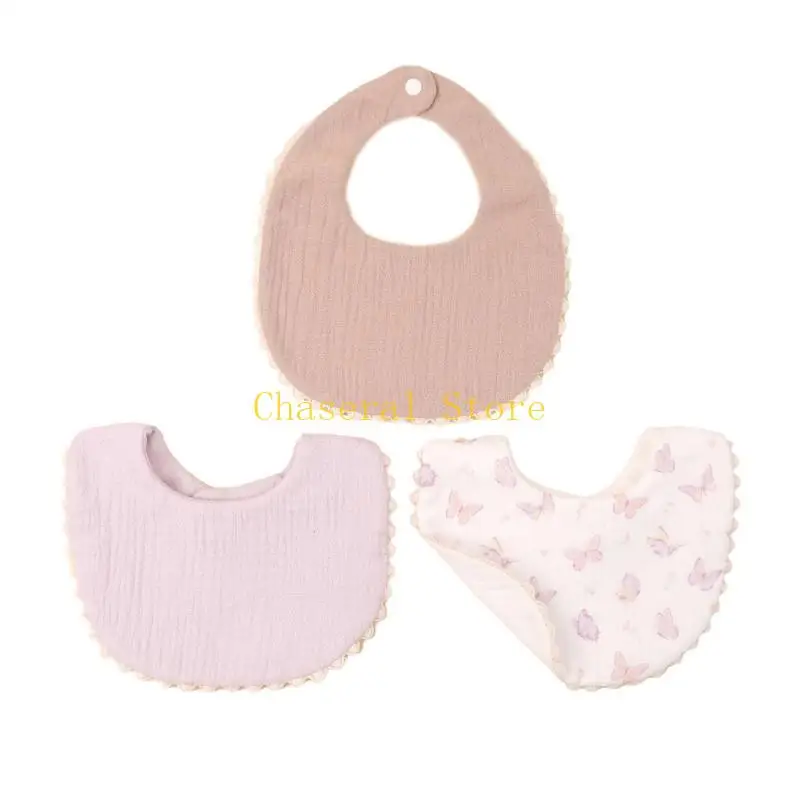 E7CE 3PCS Baby Bib Soft & Breathable Cotton Bandana Scarf Enfant bavage Bib Burping Tissu pour les garçons les filles