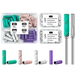 30/40PC 3mm Mini Extra Long Sanding Bands Sets For Acrylic&Polish Gel Removal 80#120#180#240# Stainless Steel Cuticle Drill Bit