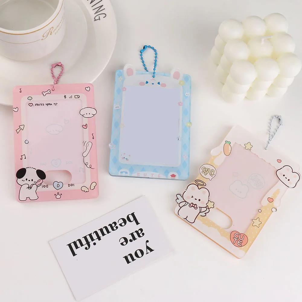Cartoon Acrylic Brick Stand Photo Protection Pendant Photo Holder Card Display Stand Card Sleeve Cute Sweet Desktop Decor